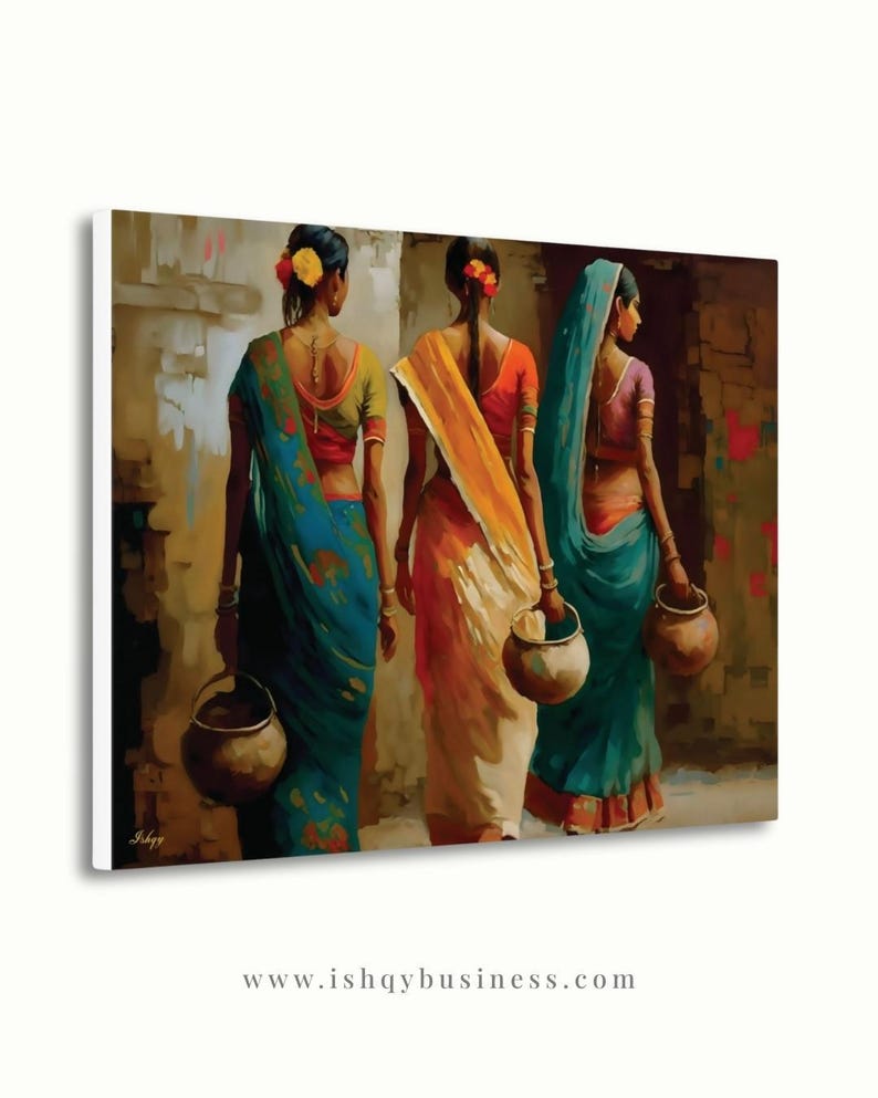 Indian Women Wall Art, Colorful Sari Canvas Print, Rajasthan Village Decor, Boho India Figure Art, Framed Canvas, Housewarming Gift
Indian Village Women Wall Art, Rural India Painting, Saree Women Canvas Art, Cultural Indian Home Decor, Traditional India Artwork