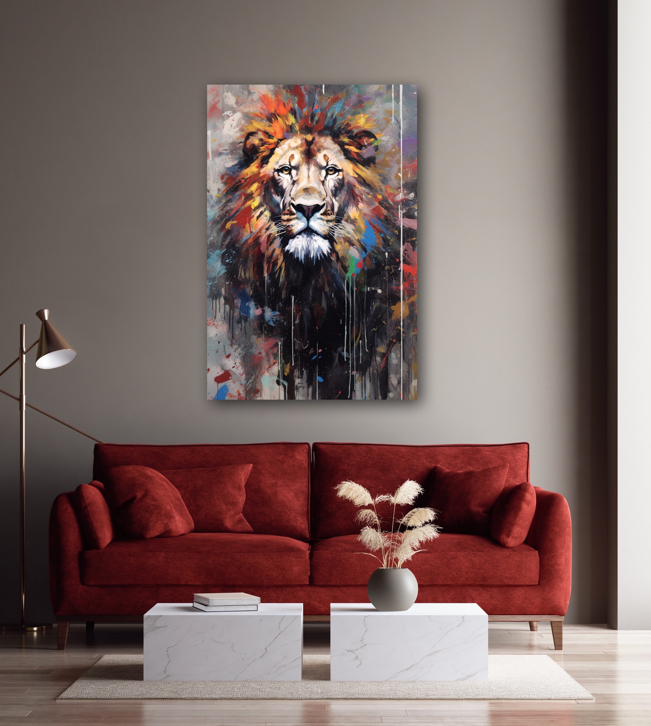Lion Wall Art Abstract Lion Head Painting Canvas Prints Etsy