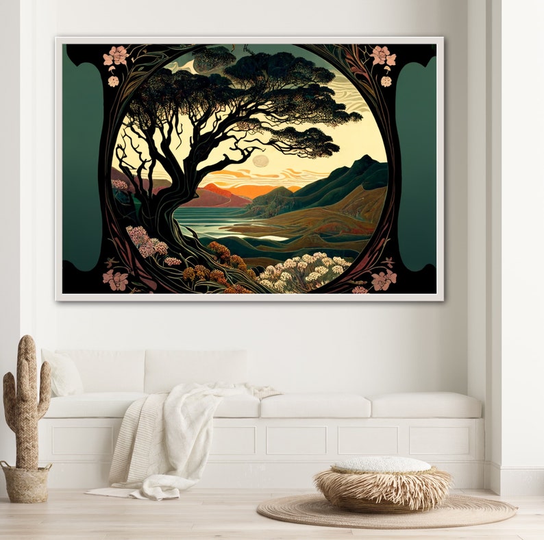 Art Nouveau Landscape Painting Art Nouveau Nature and Etsy