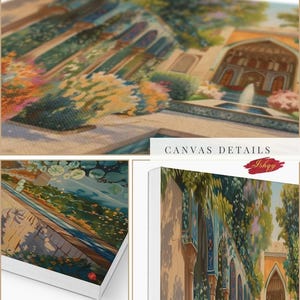 Persian Garden Canvas Wall Art, Islamic Architecture Framed Canvas Print, Blue Tile Courtyard Fountain Landscape Painting, Living Room Decor
Persian Garden Wall Art Canvas Print of Shiraz Courtyard, Islamic Architecture Art Print, Colorful Floral Home Decor Landscape