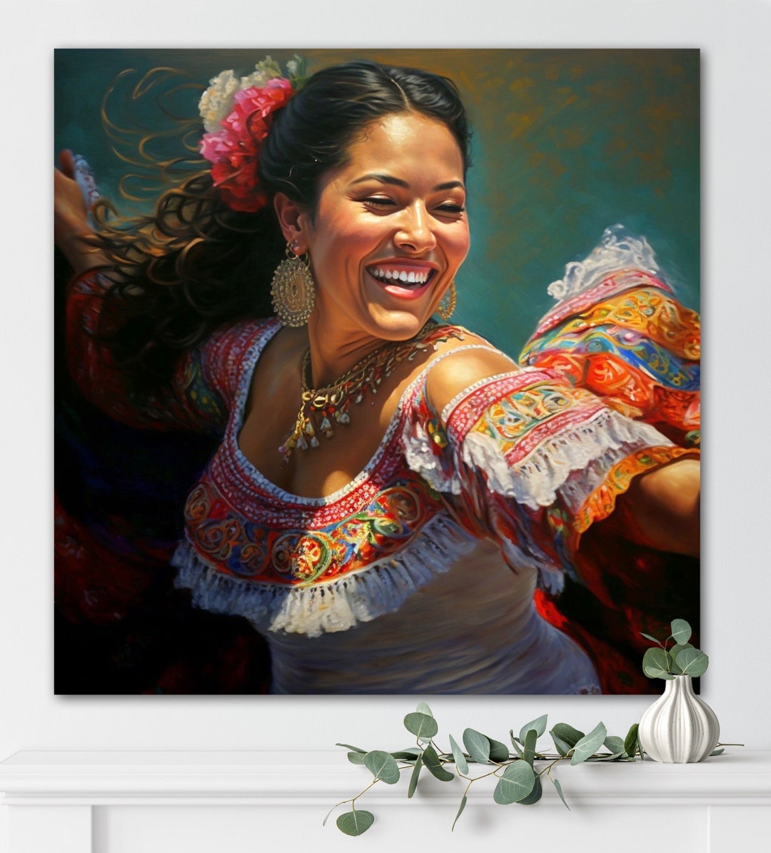 Mexican Woman Wall Art Colorful Mexican Wall Decor Mexican Etsy