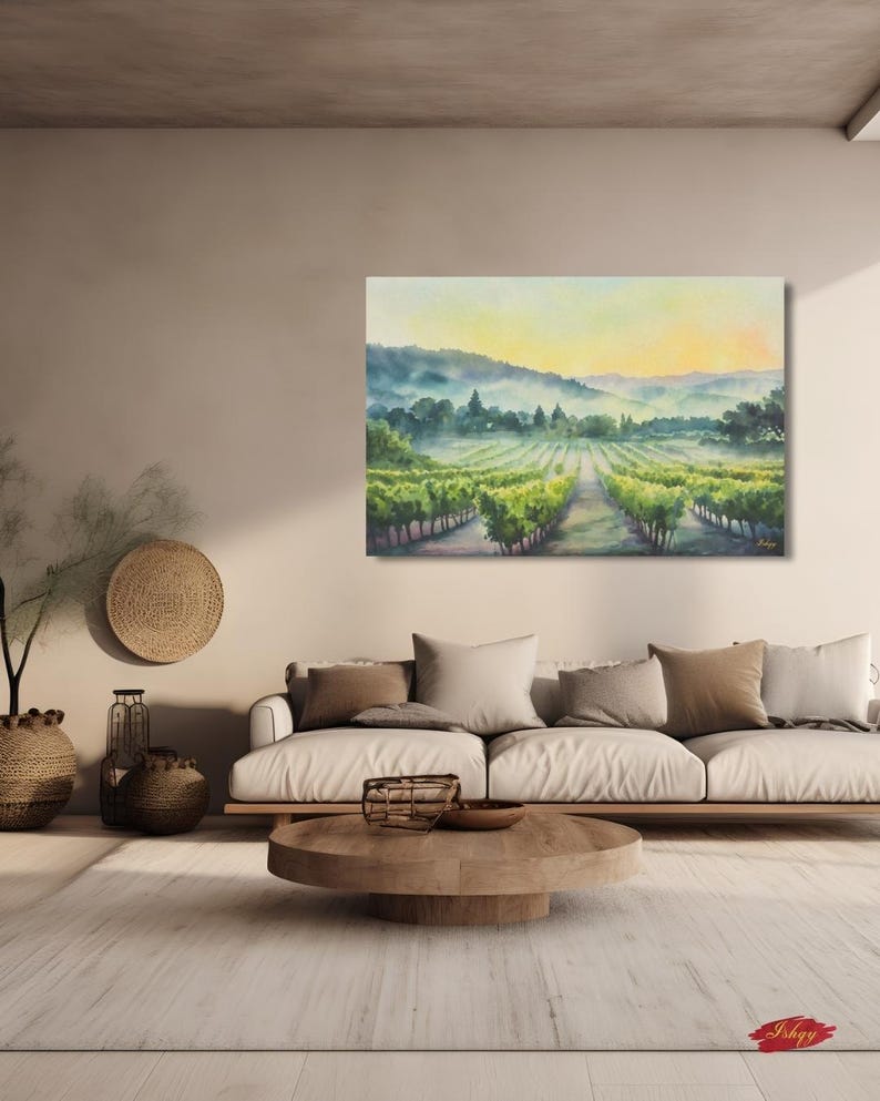 Napa Valley Wall Art, Vineyard Canvas Print, Wine Country Watercolor ...