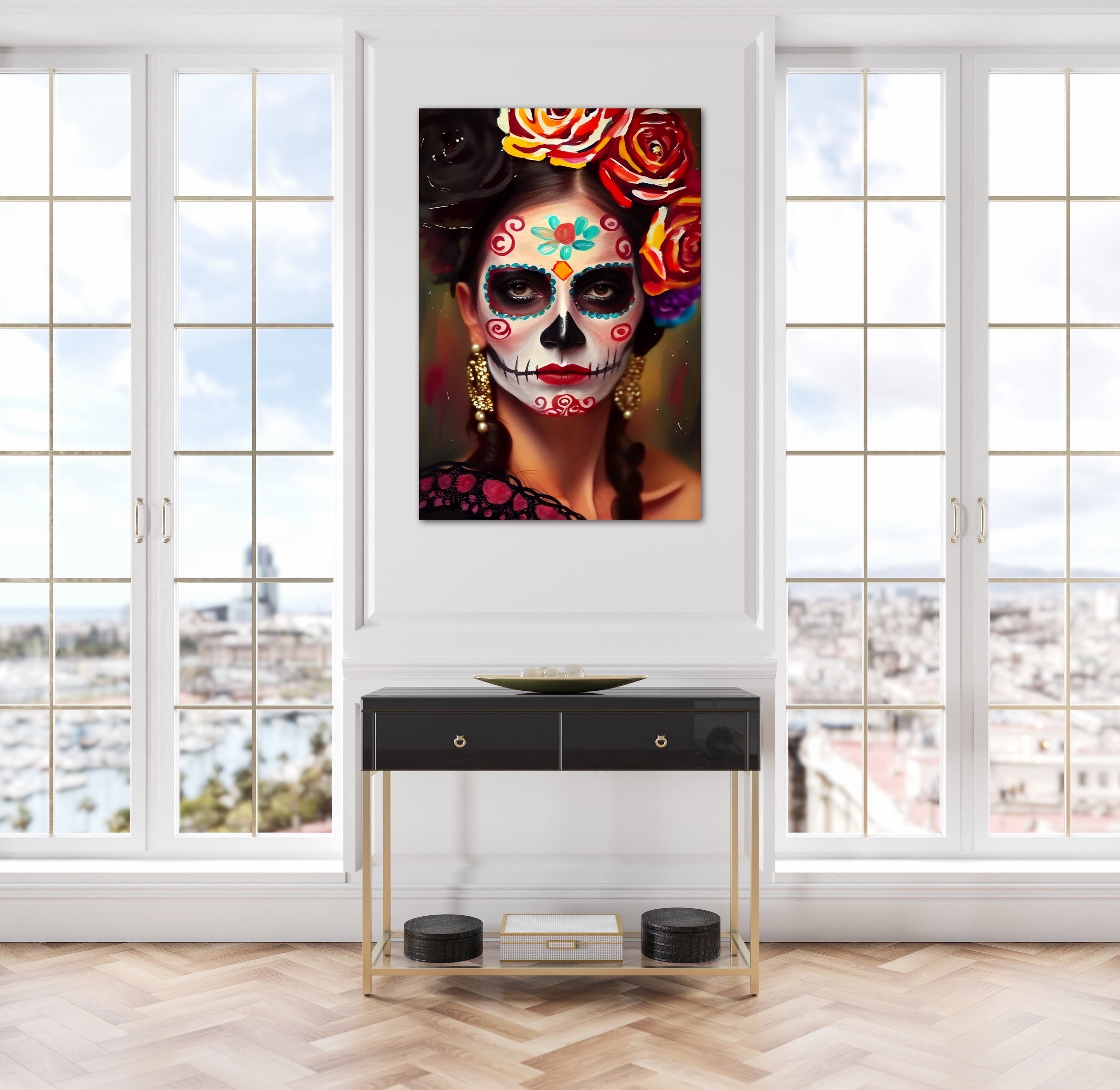 Mexican Folk Art Painting Mexican Art Poster Modern Woman Etsy