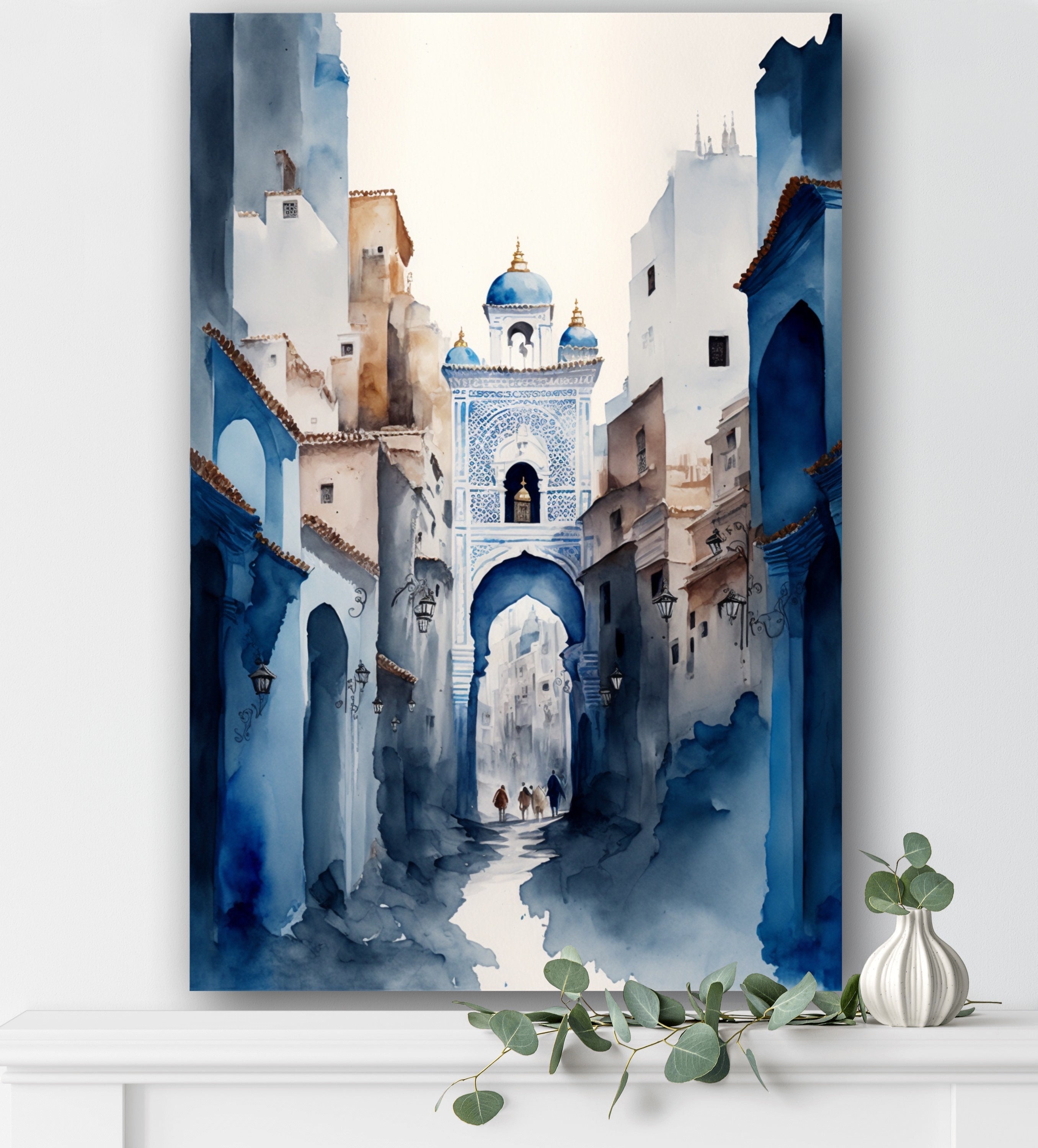 Watercolor Moroccan Art Blue City Painting Chefchaouen Wall Art Morocco  Decor Art Print Blue Wall Art Moroccan Wall Art - Etsy