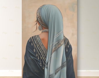 Cuadro decorativo de mujer bereber, retrato norteafricano impreso, lienzo tribal marroquí, decoración de la cultura amazigh, lienzo enmarcado elegante, regalo artístico de Marruecos