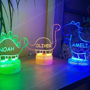 Kids Personalized Acrylic Night Light Dinosaur for Kids Perfect Birthday Gift for Girls or Boys Custom Name Handmade Led Kids Bedroom Decor image 1