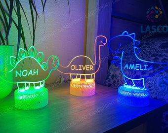 Kids Personalized Acrylic Night Light Dinosaur for Kids Perfect Birthday Gift for Girls or Boys Custom Name Handmade Led Kids Bedroom Decor