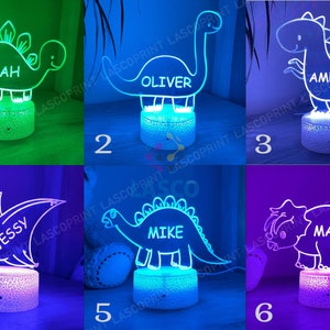 Kids Personalized Acrylic Night Light Dinosaur for Kids Perfect Birthday Gift for Girls or Boys Custom Name Handmade Led Kids Bedroom Decor image 5