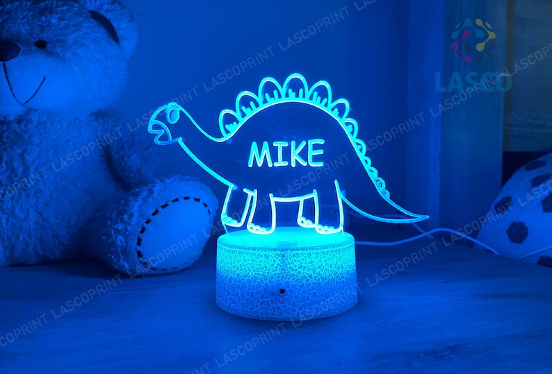 Kids Personalized Acrylic Night Light Dinosaur for Kids Perfect Birthday Gift for Girls or Boys Custom Name Handmade Led Kids Bedroom Decor Style 5