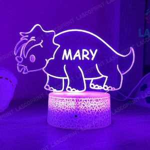 Kids Personalized Acrylic Night Light Dinosaur for Kids Perfect Birthday Gift for Girls or Boys Custom Name Handmade Led Kids Bedroom Decor Style 6