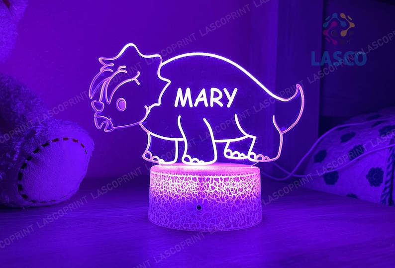 Kids Personalized Acrylic Night Light Dinosaur for Kids Perfect Birthday Gift for Girls or Boys Custom Name Handmade Led Kids Bedroom Decor Style 6