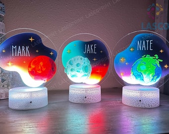 Kids Custom Colorful Acrylic Night Light Planet for Kids | Birthday Gift for Girls/Boys Custom Handmade Led Kids Unique Bedroom Decor