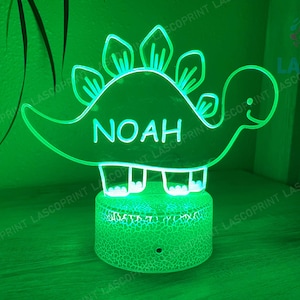 Kids Personalized Acrylic Night Light Dinosaur for Kids Perfect Birthday Gift for Girls or Boys Custom Name Handmade Led Kids Bedroom Decor Style 1