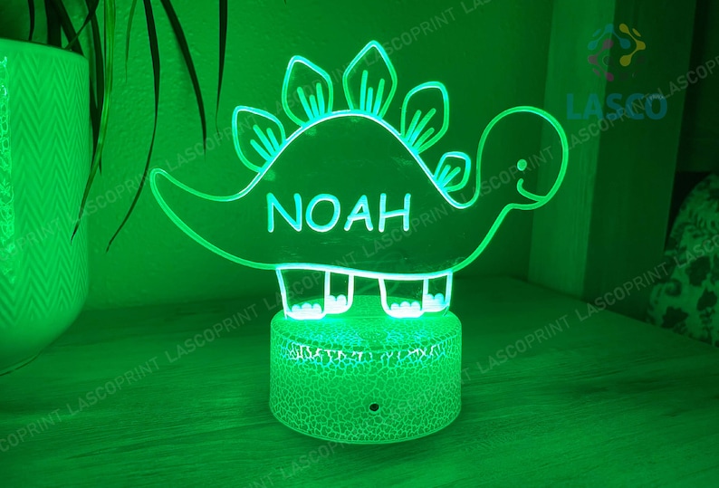 Kids Personalized Acrylic Night Light Dinosaur for Kids Perfect Birthday Gift for Girls or Boys Custom Name Handmade Led Kids Bedroom Decor Style 1