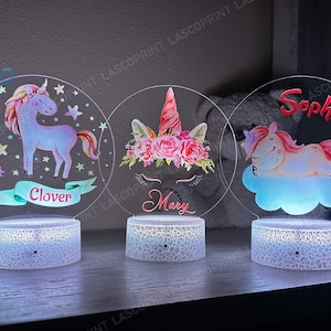 Kids Custom Colorful Acrylic Night Light Unicorn for Kids | Birthday Gift for Girls Custom Handmade Led Kids Unique Bedroom Decor