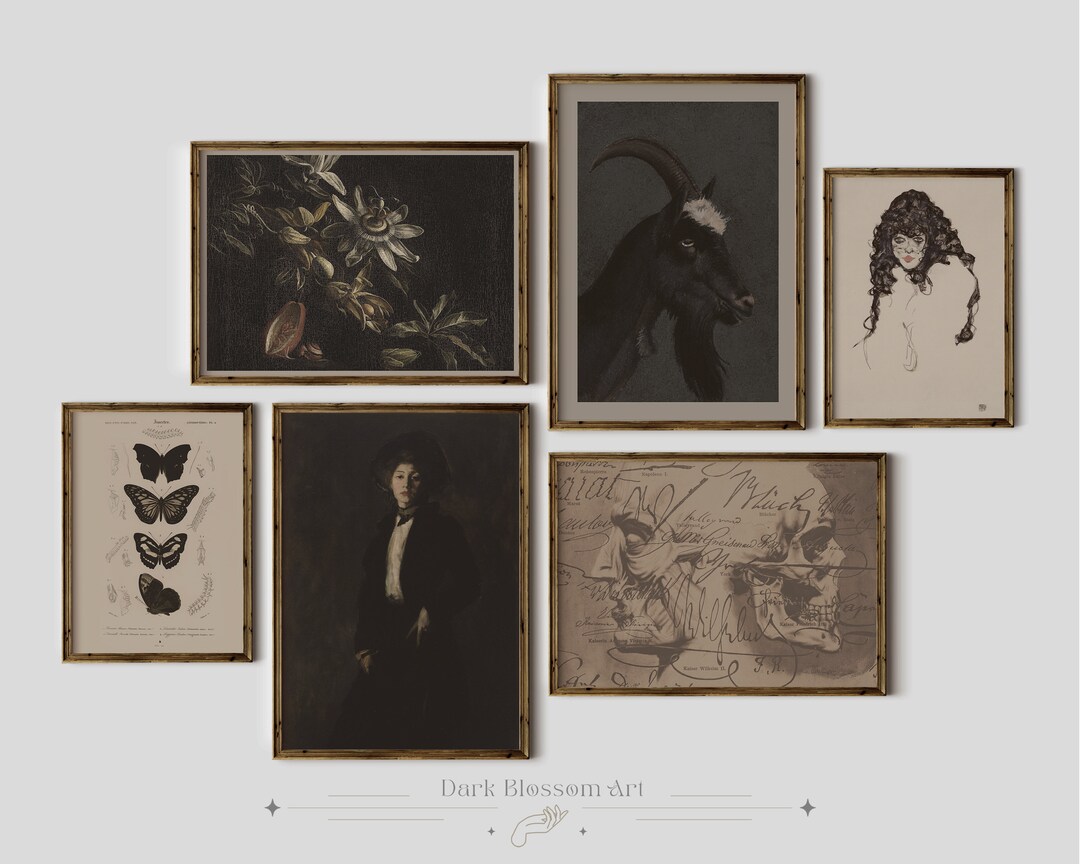 Dark Academia Gallery Wall, Halloween Wall Art, Vintage Botanical Art ...