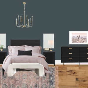 Room Design Package, Interior Design Services, Modern Feminine Room Design Package, Online Interior Design Service, Teal Bedroom Design