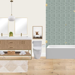 Modern Neutral Bathroom Design Package: Online Interior Design Service
