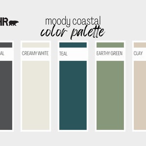 Moody Coastal Paint Color Palette, Behr, Interior Paint Palette, Professional Paint Scheme, Color Selection, Interior Design