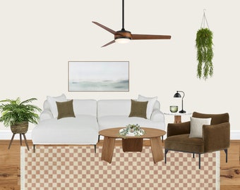 Room Design Package, Interior Design Services, Modern Neutral Room Design Package, Online Interior Design Service, Boho Living Room Design