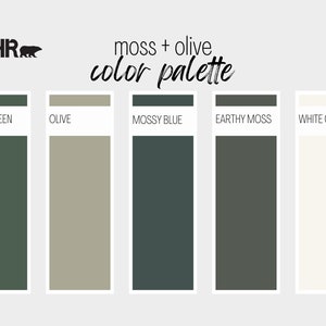 Moss + Olive Paint Color Palette, Behr, Interior Paint Palette, Professional Paint Scheme, Color Selection, Interior Design
