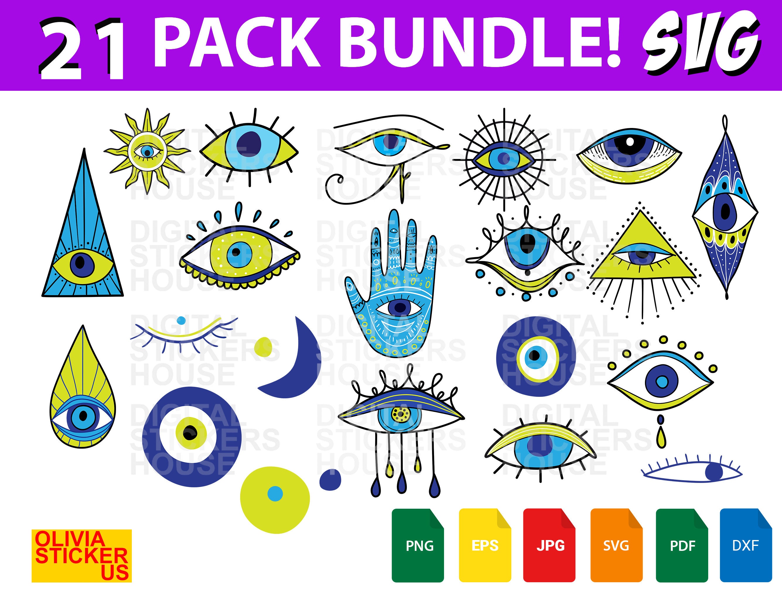 Evil Eye - Evil / Turkish Eye Bundle - SVG, PNG, JPG, Digital Cut Files ...