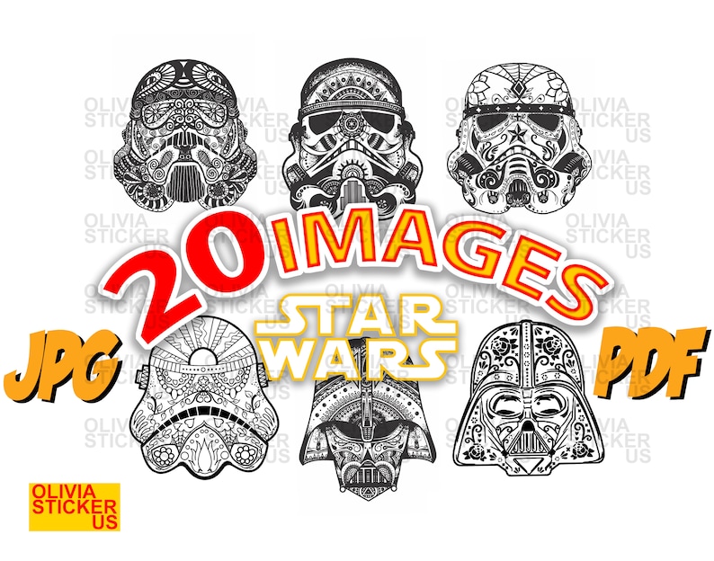 Star Wars Mandala Helmet Printable Coloring Page. 20 Coloring Pages for