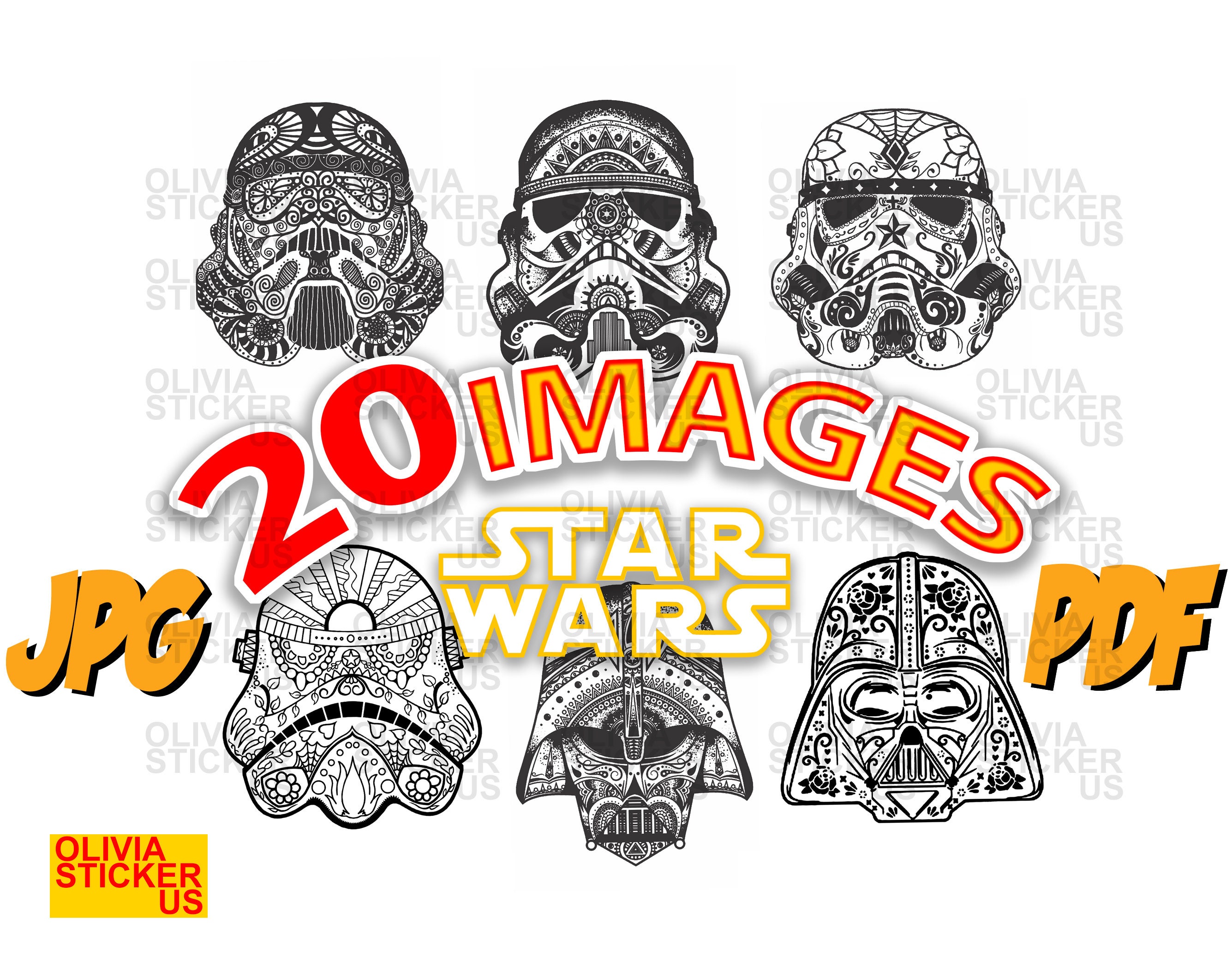 Star Wars Mandala Helmet Printable Coloring Page. 20 Coloring Pages for Kids at Home. PDF and ...