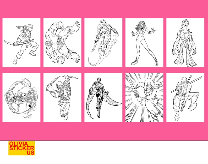 40 X Popular MARVEL Superhero, Coloring Book, Avengers Coloring Activity for Kids at Home
