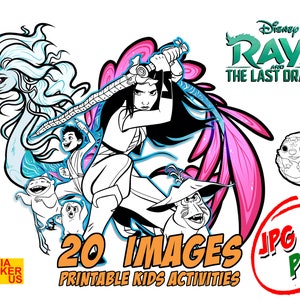 Coloriage Raya et le dernier dragon 20 pages à colorier pour les enfants à la maison. PDF et JPG
