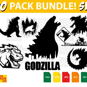 20 Unique Godzilla Clip Art, Cricut, Digigns, Silhouette Files, svg, eps, dxf, png, pdf, T-shirt 2022