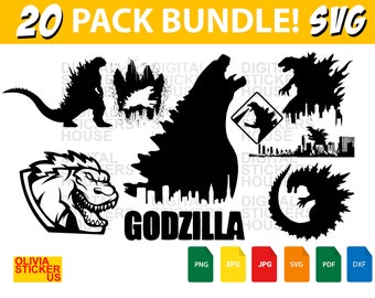 20 Einzigartige Godzilla Clip Art, Cricut, Digigns, Silhouette Files, svg, eps, dxf, png, pdf, T-shirt 2022