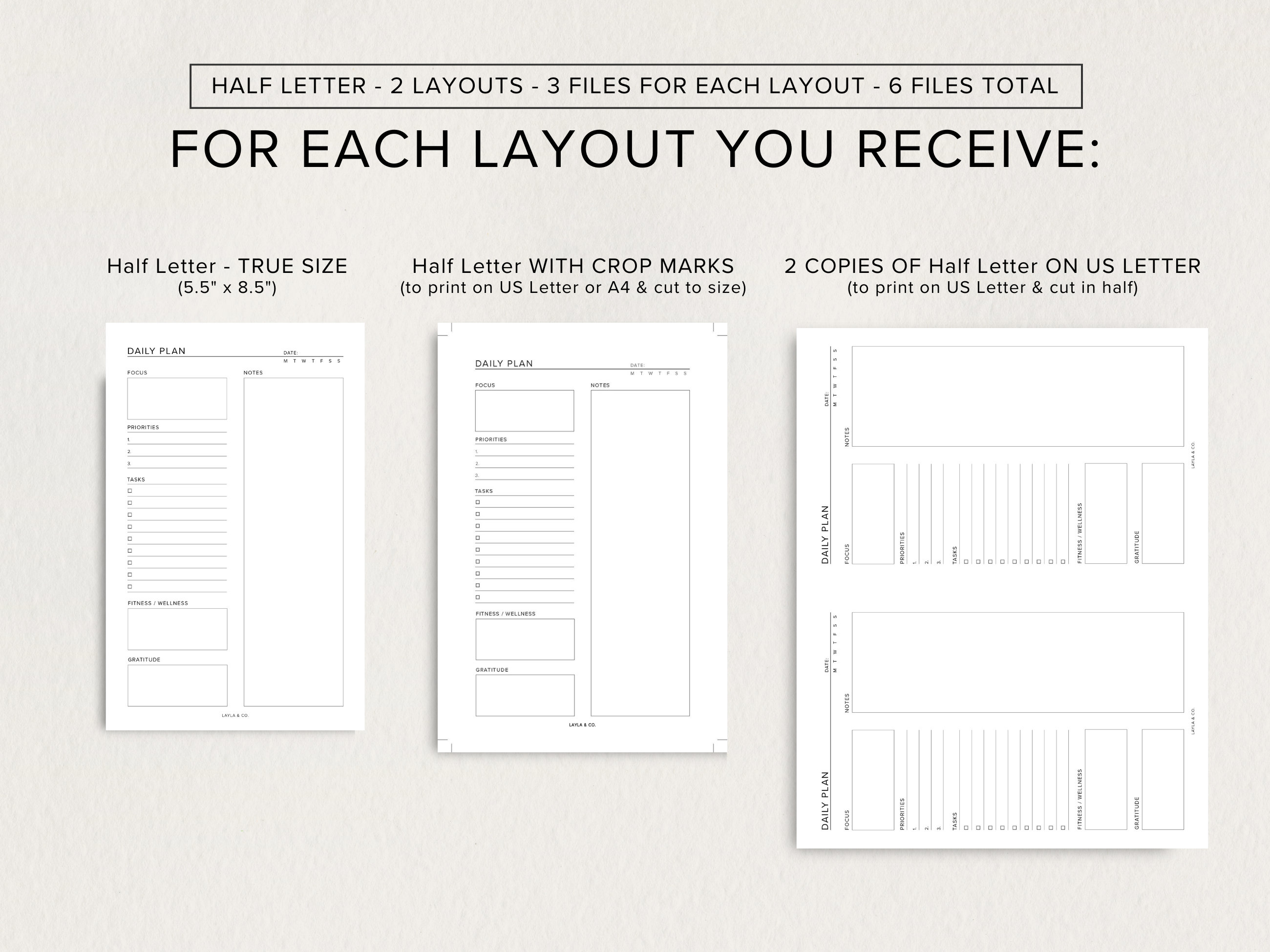 Minimal Printable Daily Planner, Half Letter Planner Insert, Disc Bound ...