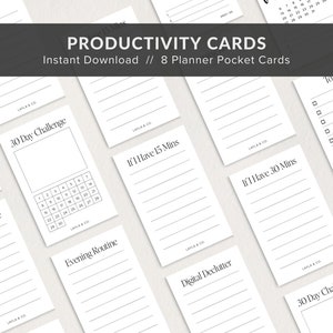 Druckbare Produktivitäts-Planer-Karten, Planer-Taschenkarten, druckbare Planer-Zubehör