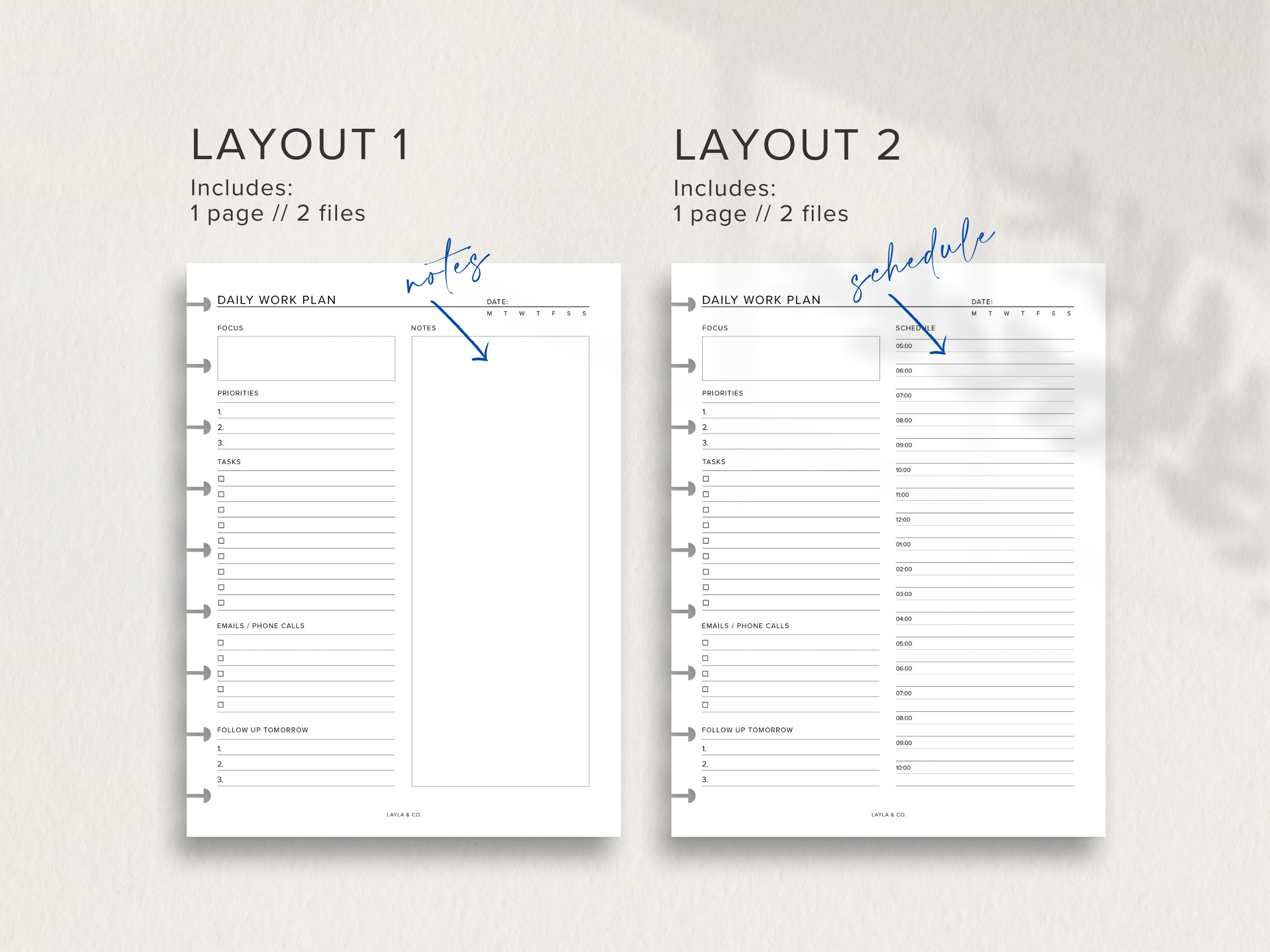 Daily Work Planner | HP Classic Planner Inserts | Printable Planner PDF ...