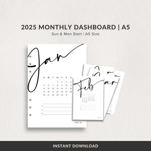 2025 プランナー ダッシュボード 印刷可能、優先事項の月間プランナー インサート、サイズ A5 プランナー PDF ダウンロード 印刷可能