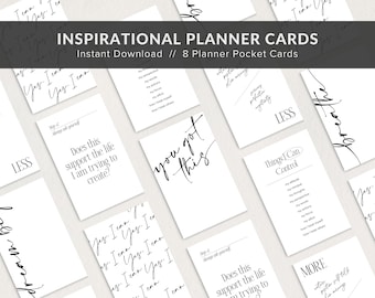 Printable Planner Cards, Motivational Planner Pocket Inserts, Journal Cards Planner Accessories, Digital Journaling Cards