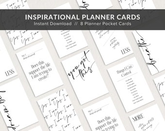 Printable Planner Cards, Motivational Planner Pocket Inserts, Journal Cards Planner Accessories, Digital Journaling Cards