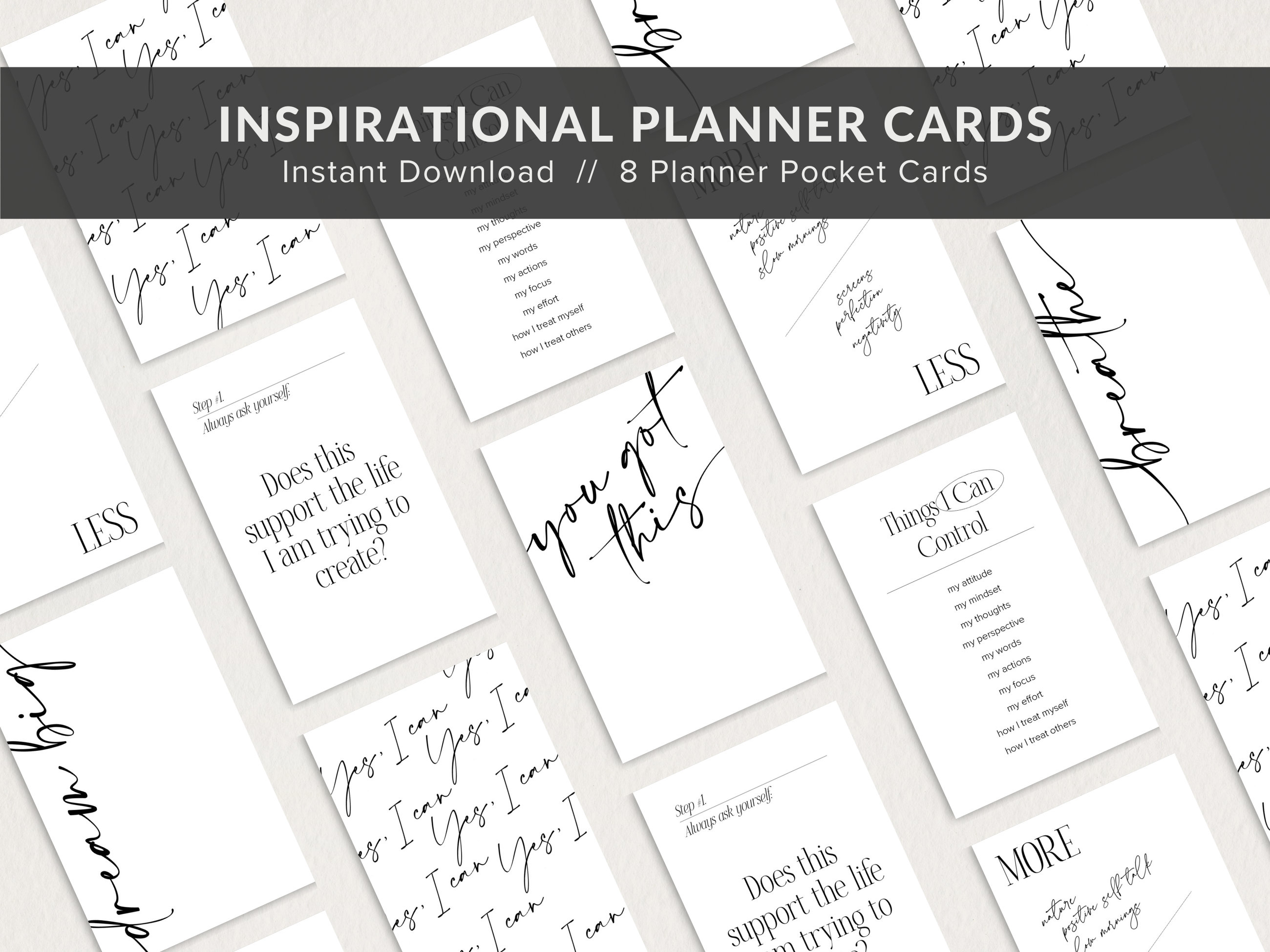Printable Planner Cards, Motivational Planner Pocket Inserts, Journal ...