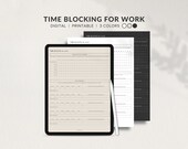 Minimalist Digital Work Planner Time Blocking | Digital Planner iPad PDF | Goodnotes & Notability Planner Template | iPad Planner Dark Mode