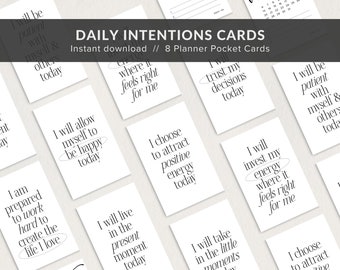 Printable Planner Cards, Daily Intentions Journal Cards, Planner Pocket Cards, Printable Planner Accessories, Printable Pocket Inserts