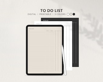 May include: A digital to-do list template on a tablet screen. The template has a beige background with black lines and text. The text says "TO DO LIST".