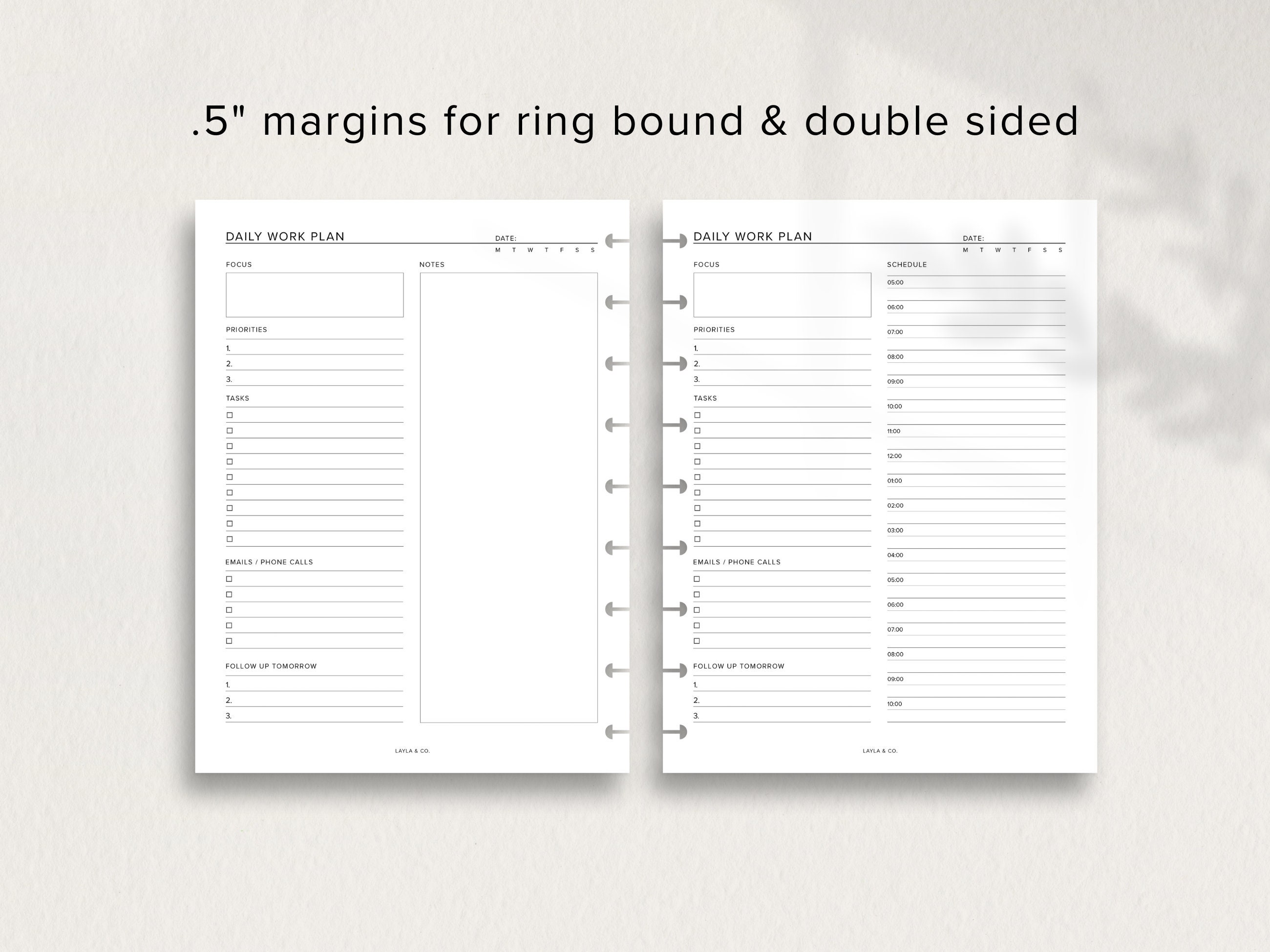 Daily Work Planner | HP Classic Planner Inserts | Printable Planner PDF ...