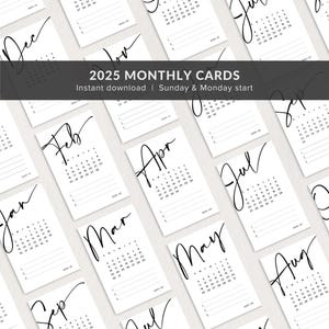 2025 印刷可能な月間ジャーナルカード、プランナーポケットカード、印刷可能なプランナーアクセサリー、月間優先事項のジャーナリングカード