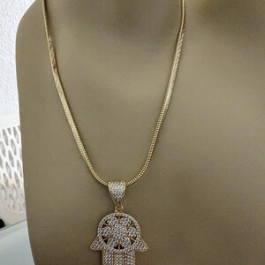 14k Gold Filled Necklace, Cubic Zirconia, Cross, Thin Gold Chain, 14k gold-filled chain, Hand of Fatima, Men's Gold Pendant, Women's Jewelry