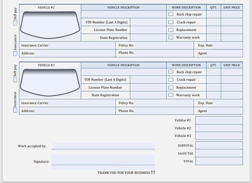 Typable Winshield Repair Invoice - Etsy