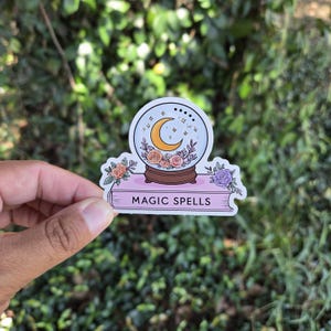 Magic Spell Book Sticker, Witchy Sticker, Witch Globe Sticker