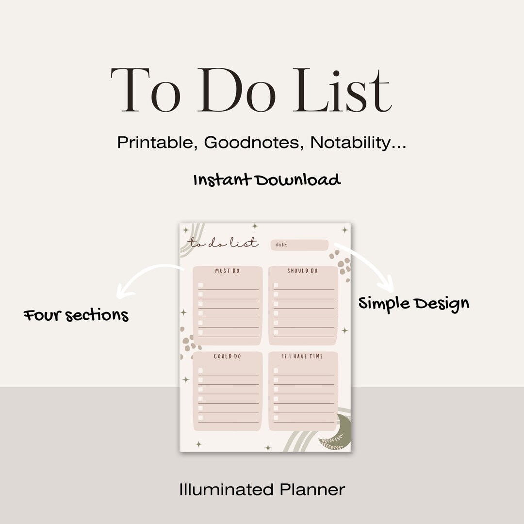 Blank Checklist Printable Daily to Do List Template Digital Planner ...
