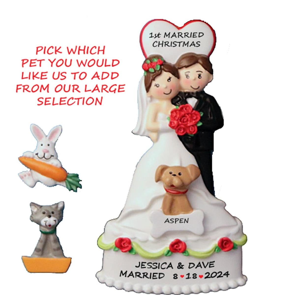 Personalized Just Married Wedding Christmas Ornament