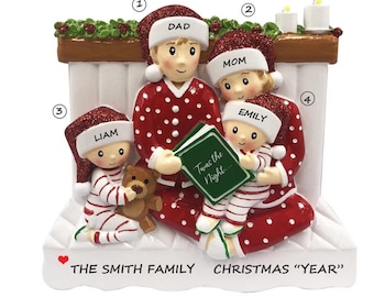 Personalized Ornament Reading in Bed Family of 4 - Bed Family of Four ...